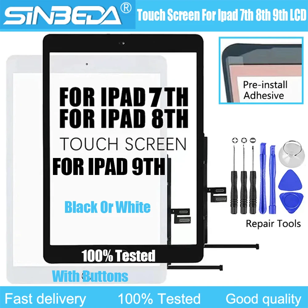 For iPad 7 8 9 2019 / 2020/2021 7thGen / 8thGen 9th LCD Outer Touch Screen Digitizer Front Glass Display Touch Panel Replacement