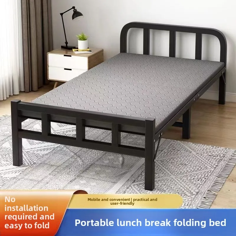 Folding Single Bed Adult Dormitory Portable Iron Bed Extra Nap Bed Home Portable Multipurpose Camp Bed Lounger Office Recliner