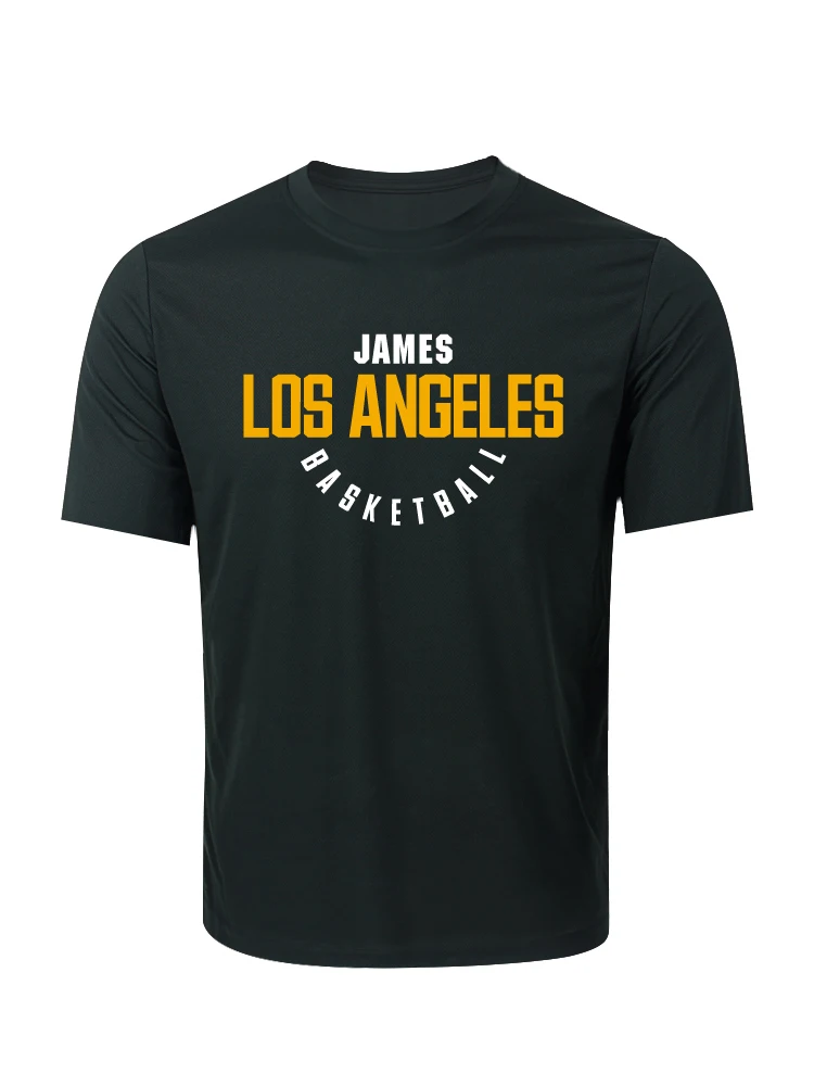Camiseta Masculina Solta de Treino de Basquete Secagem Rápida Meia Manga Los Angeles Lakers Número 23 Versão Casa Tendência Jovem Personalizável