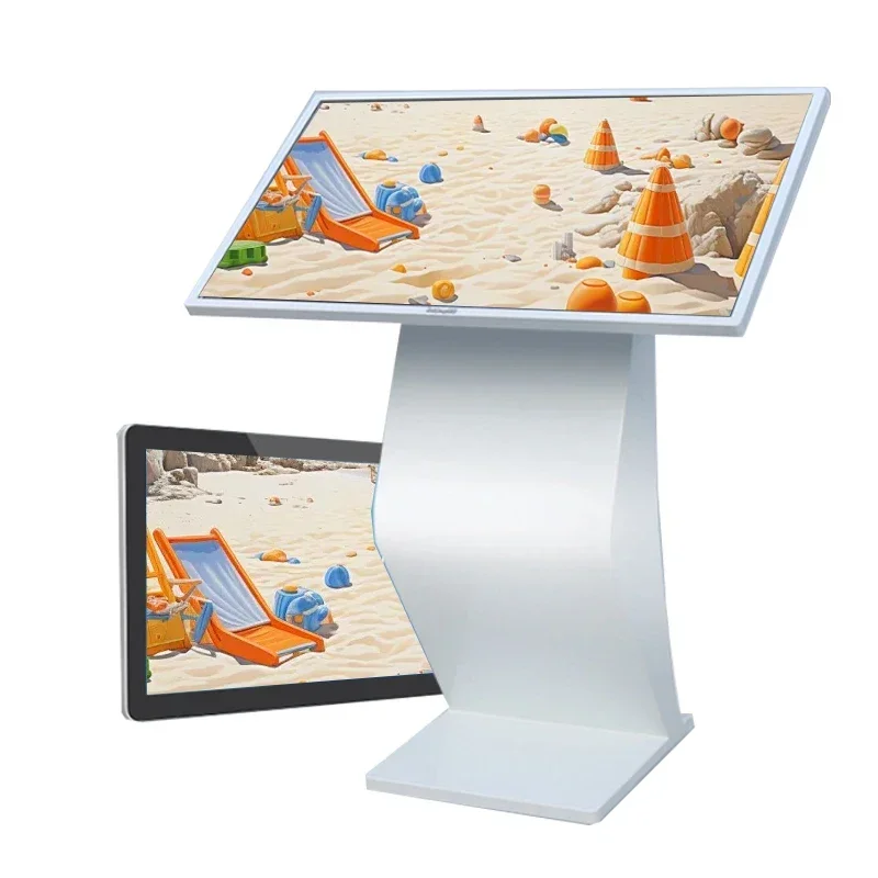 Interactive Directory Kiosk With Touch Screen Horizontal Digital Signage And Educational Animation For Information Counter