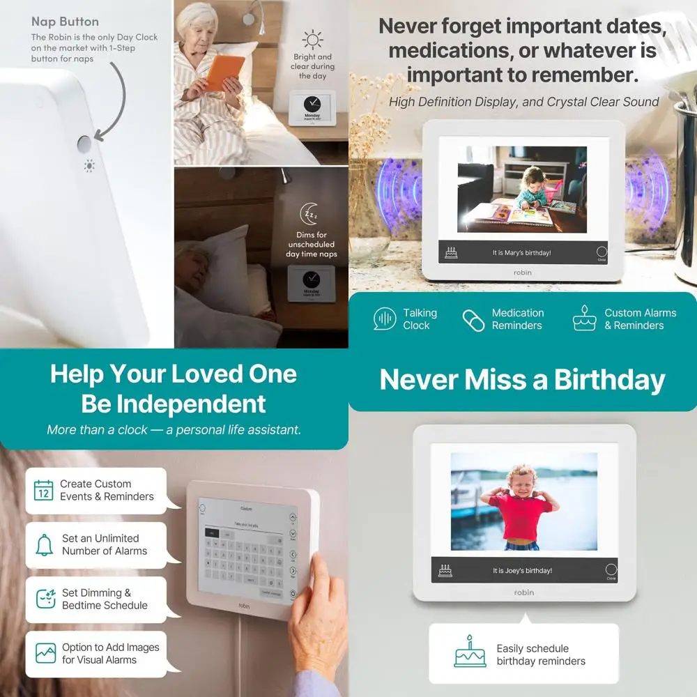 

Large White Digital Clock with Date & Day for Seniors and Dementia Patients