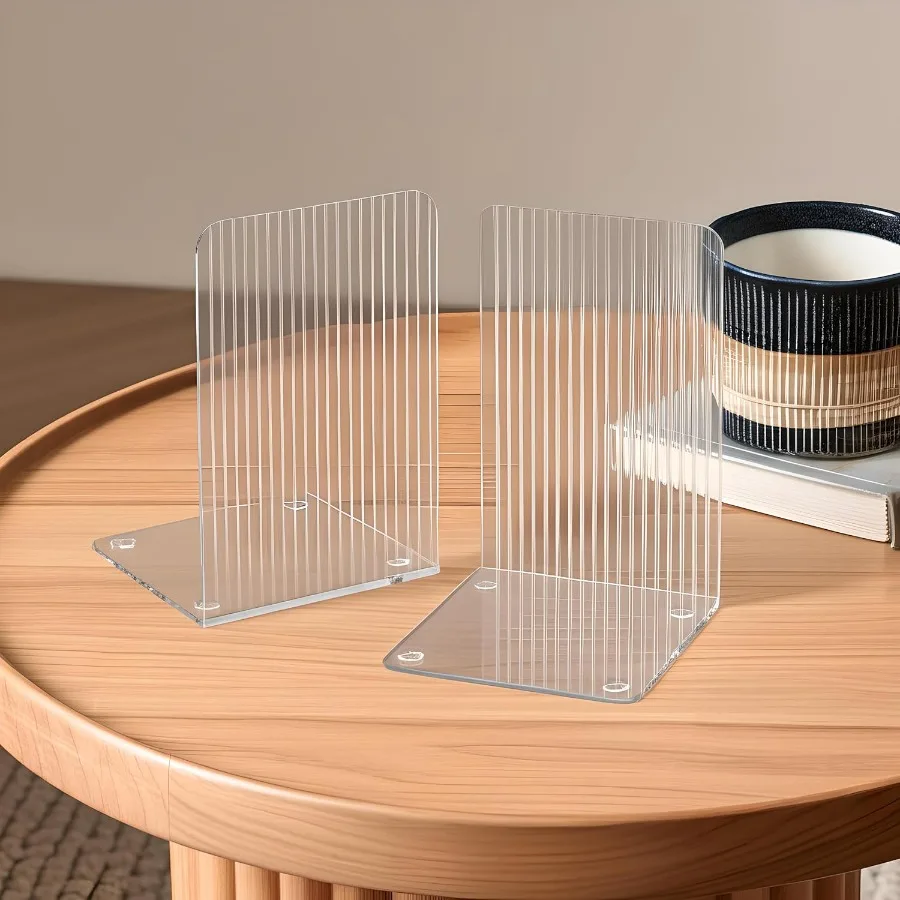 8 قطع من نهايات الكتب الأكريليكية بنمط ممزق فريد وواضح للكتب الثقيلة ومنظم الرف المثالي وحامل ديكور سطح المكتب #5