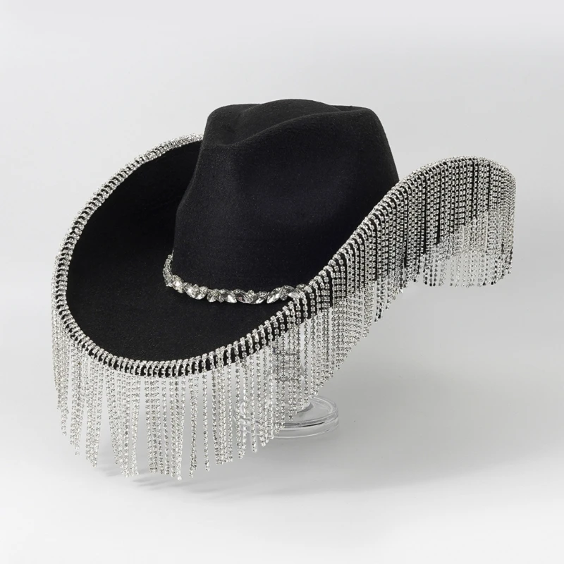 

Tassels Crystal Crystal Cowboy Hat Hat for Actor Actress