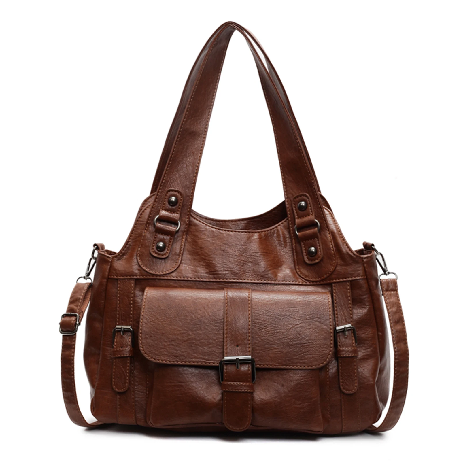 

Women Solid Color PU Shoulder Bag Crossbody Bag Underarm Bag Large Capacity for Travel Shopping Daily Use