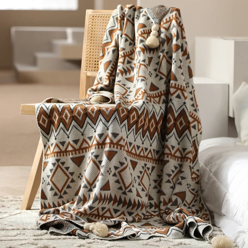 Navajo Air Conditioner Knitted Scandinavian Storm Bohemia Office Bedroom Lunch Summer Sofa Cover Blanket Thin Blanket