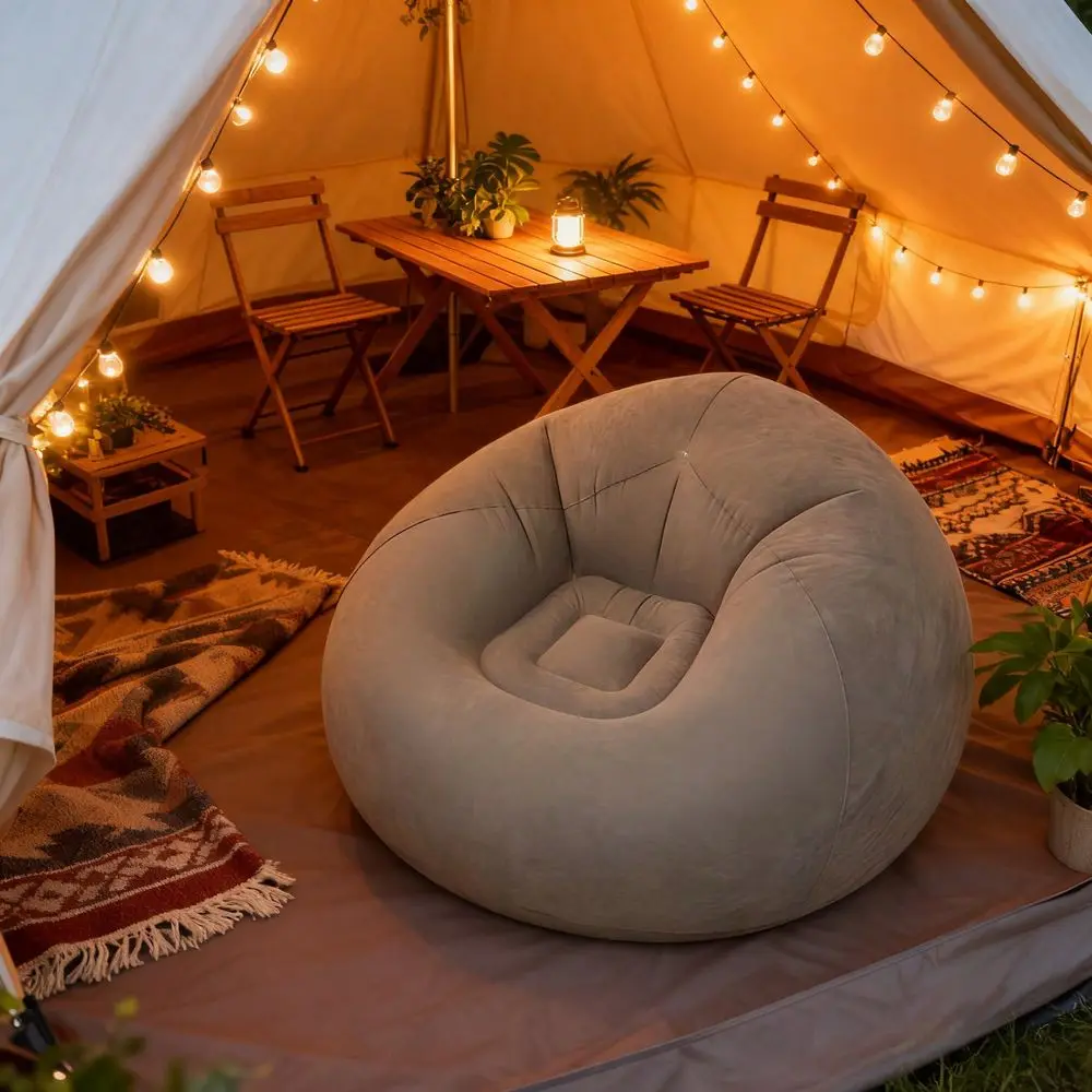 

Outdoor Camping Leisure SinglePerson Inflatable Chair, Bedroom Veranda Outdoor Lazy Inflatable Sofa SinglePerson Relaxed VideoW