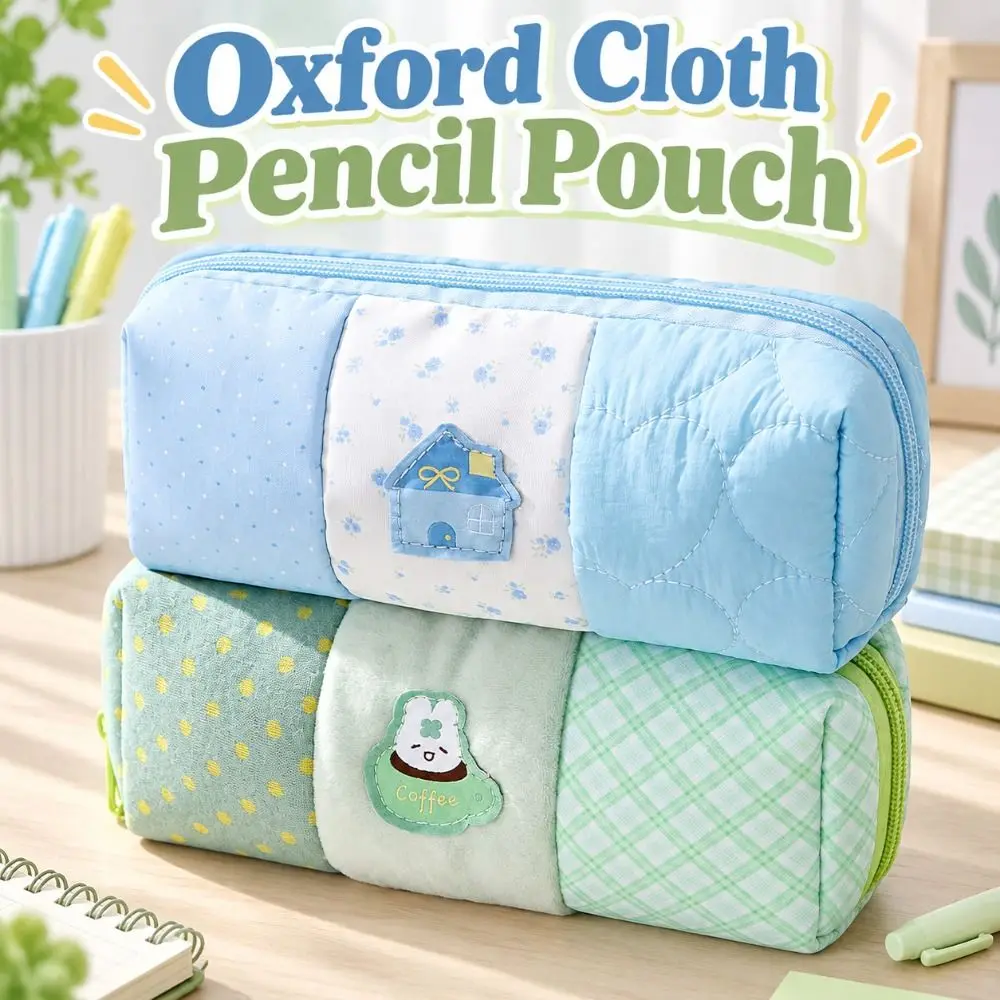 Cute Cartoon Pencil Case Zipper Closure Oxford Cloth Stationery Pouch Lightweight Durable Pen Bag Students Adolescents Children