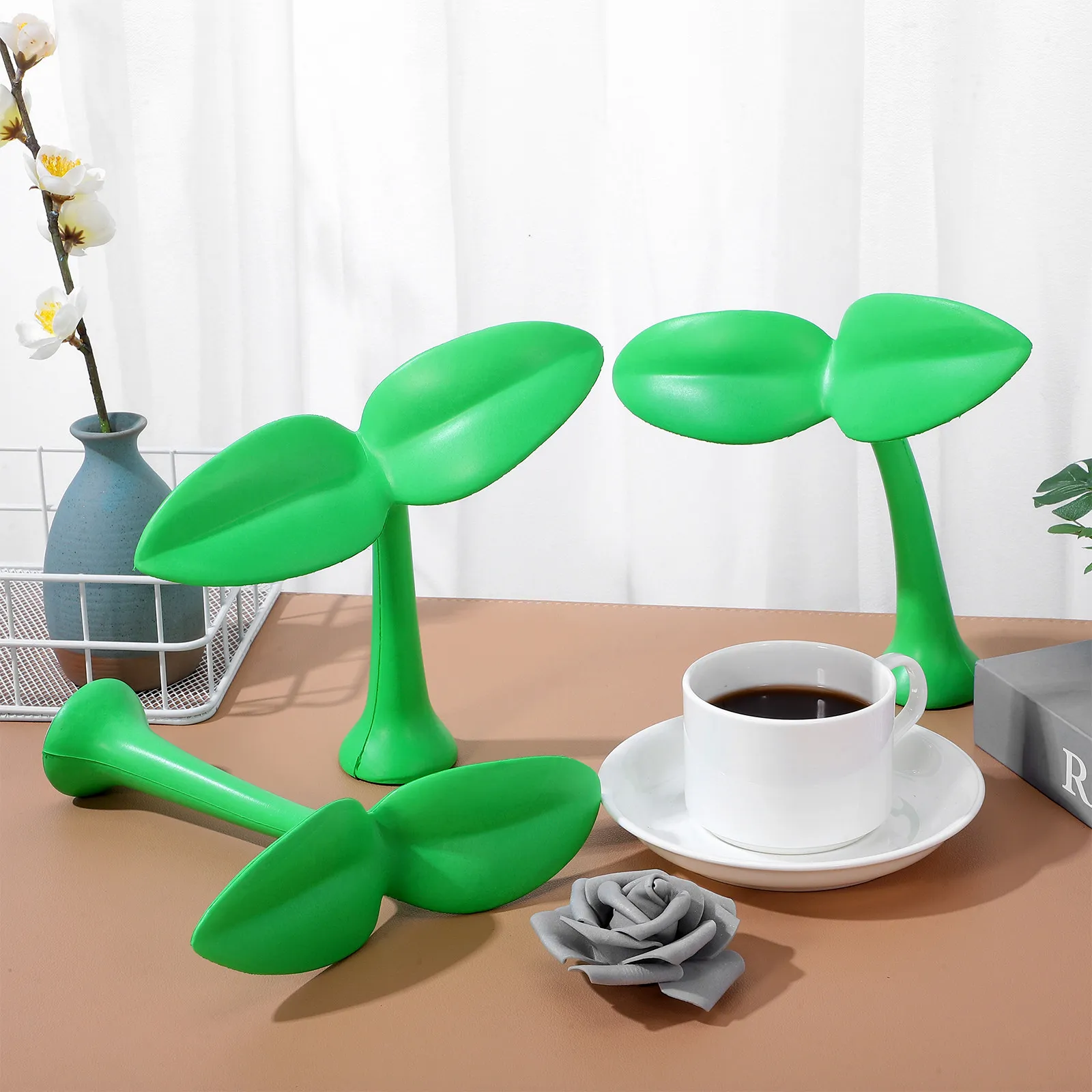 

3Pcs Bean Sprout Car Roof Accessory Stylish Eye Catching 3D Decal Realistic Effect Fun Vehicle Decoration Car Exterior