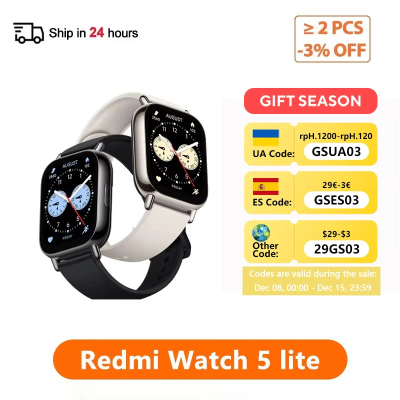 Global Version Xiaomi Redmi Watch 5 Lite Bluetooth 5.3 18-Day Battery life 1.96