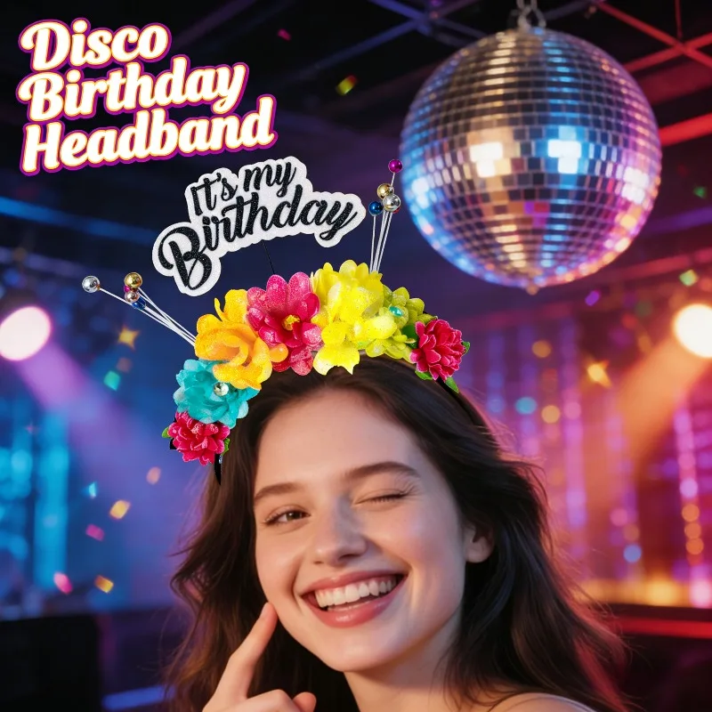 

Обручи для волос на день рождения, красочные повязки с цветами, женские аксессуары для волос для вечеринок, украшения для праздников