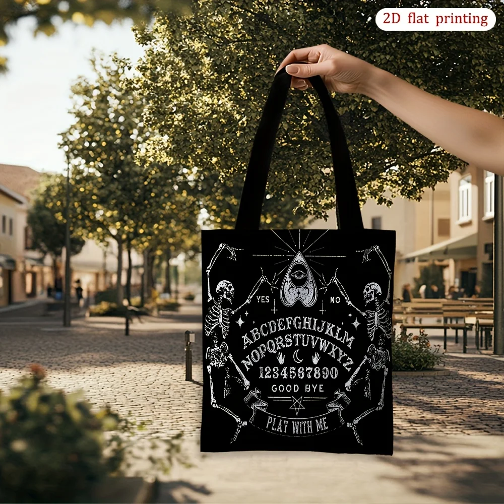 مضحك هالوين الهبي القوطية الأسود مخيف الجماجم مخيف الهيكل العظمي حمل الحقائب، أكياس التسوق القابلة لإعادة الاستخدام