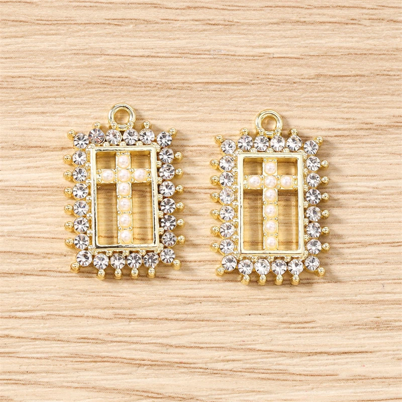 5 Stück 16 x 23 mm niedliche Kristall-Metall-Kreuz-Charms-Anhänger für Schmuckherstellung, Tropfen-Ohrringe, Halsketten, Armbänder, DIY-Bastelbedarf – Detail 6