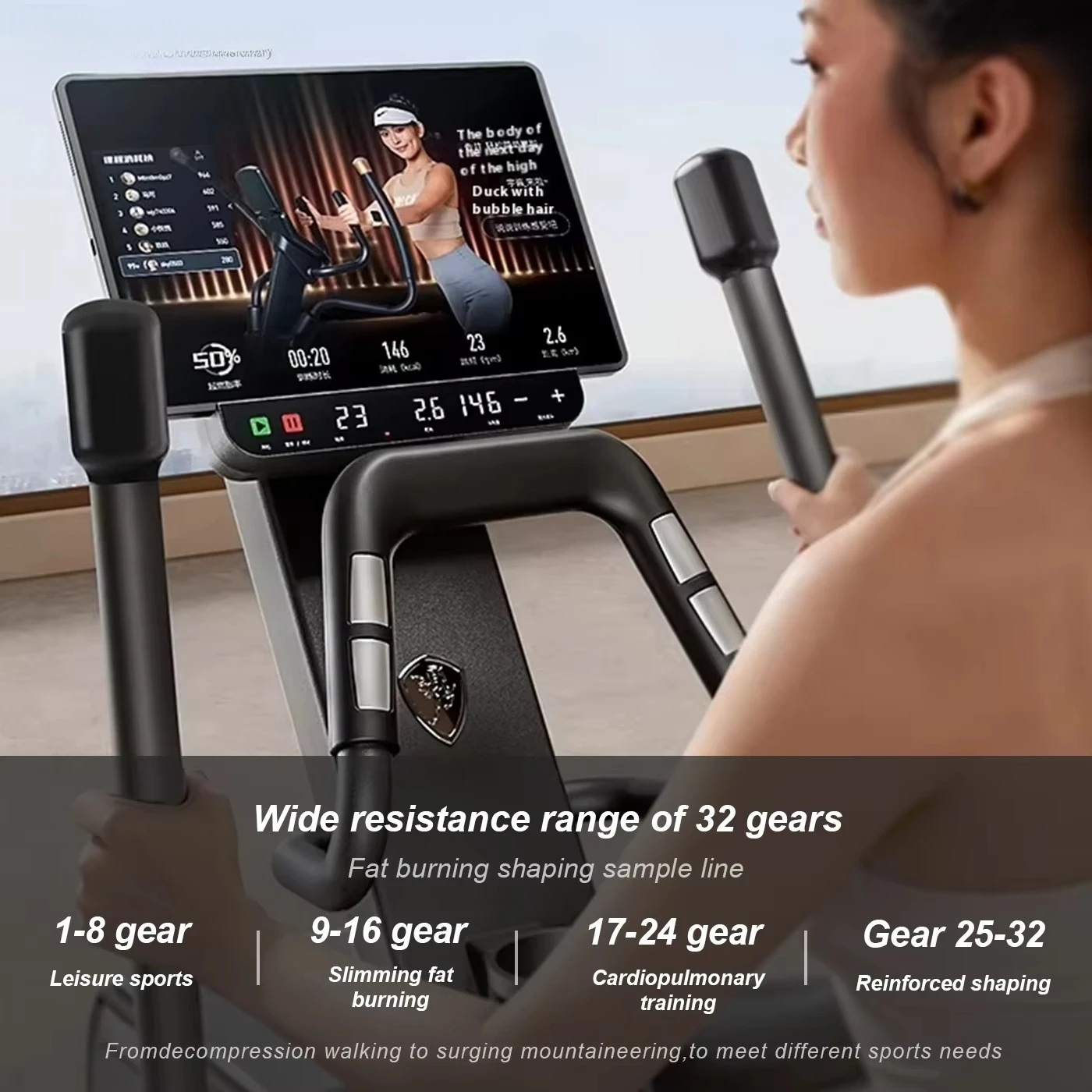 Exercise Cross Trainer Fitness Equipment Multi-function Stepper with Magnetic Braking System Manual Elliptical Machine