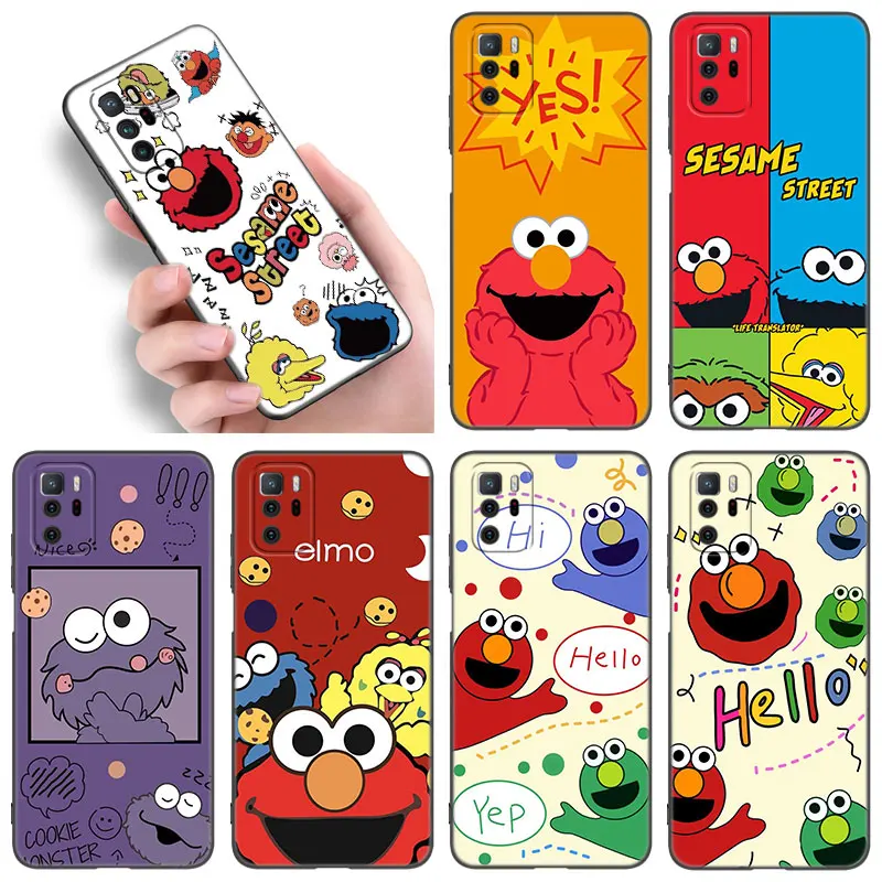 Cartoon Cookie Monster Black Silicone Phone Case For Xiaomi Redmi Note 9 10 11 11S 11T 12 13 Pro 5G Plus 9S 10S 12S