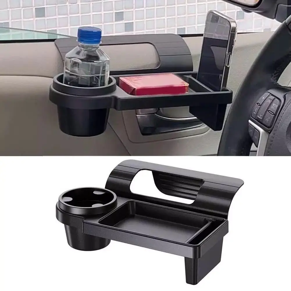 Car Side Door Window Hanging Storage Box Multifunctional Organizer with Cup Holders Phone Holder Storage Barrel Tray