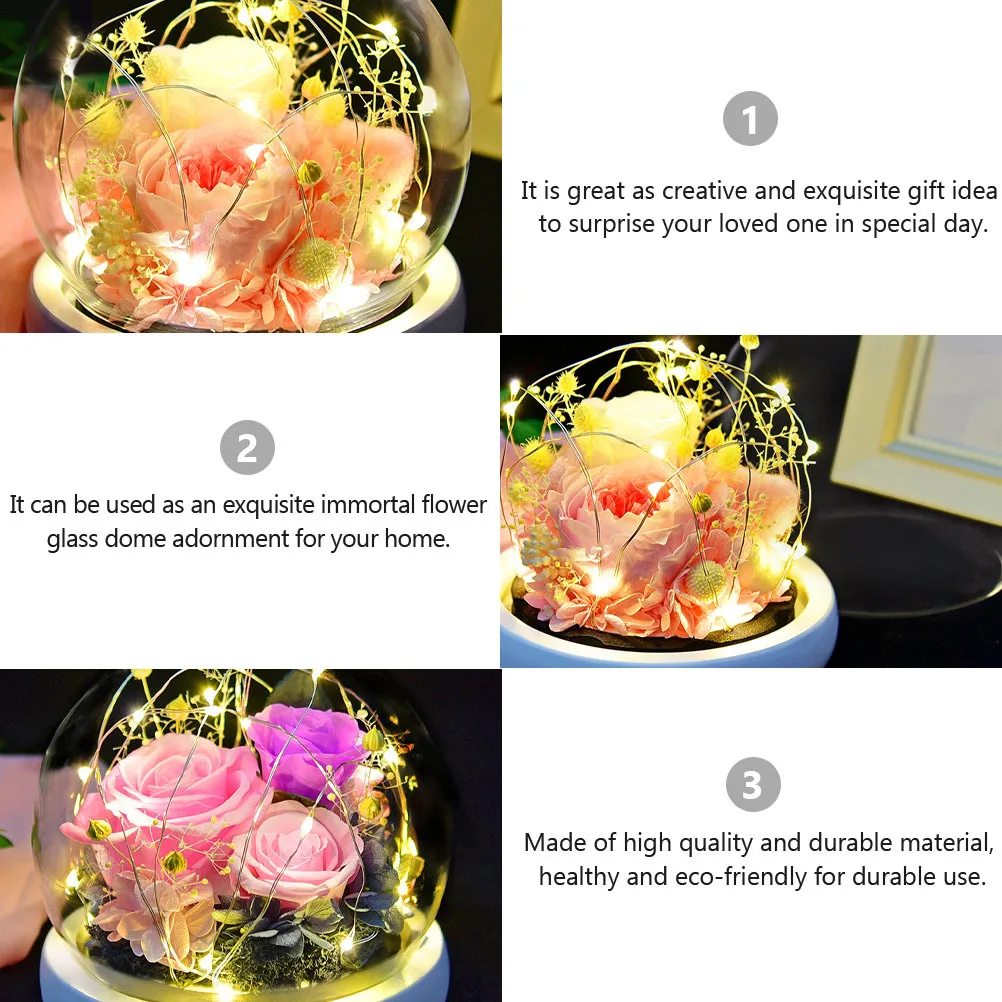 

1Pcs Immortal Flower Rose Glass Cover Gift Box Romantic Home Ornament Creative Simulation Glass Dome Valentine Decoration