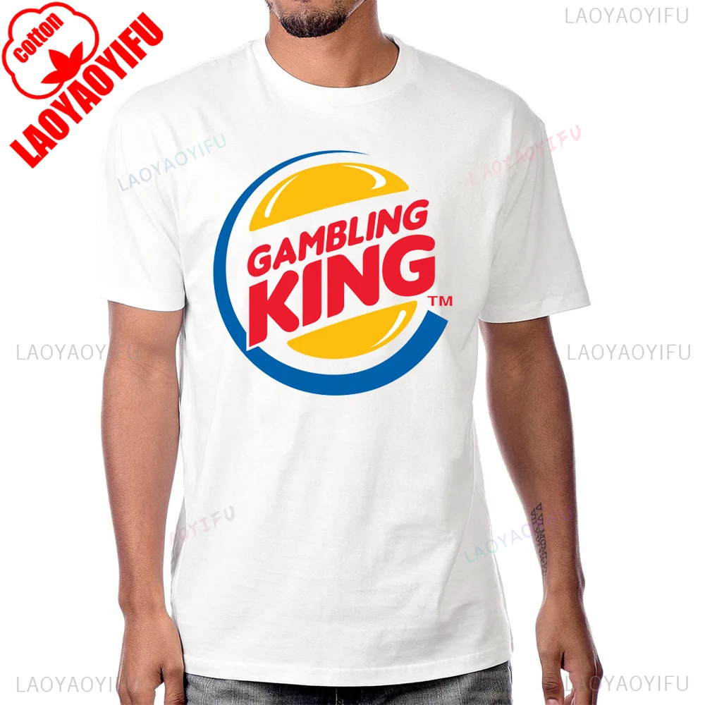 مضحك القمار الملك تي شيرت فيغاس الروليت فتحة بوكر القمار عادية موضة الشارع الشهير رجل التي شيرت القطن قصير الأكمام تي شيرت #1
