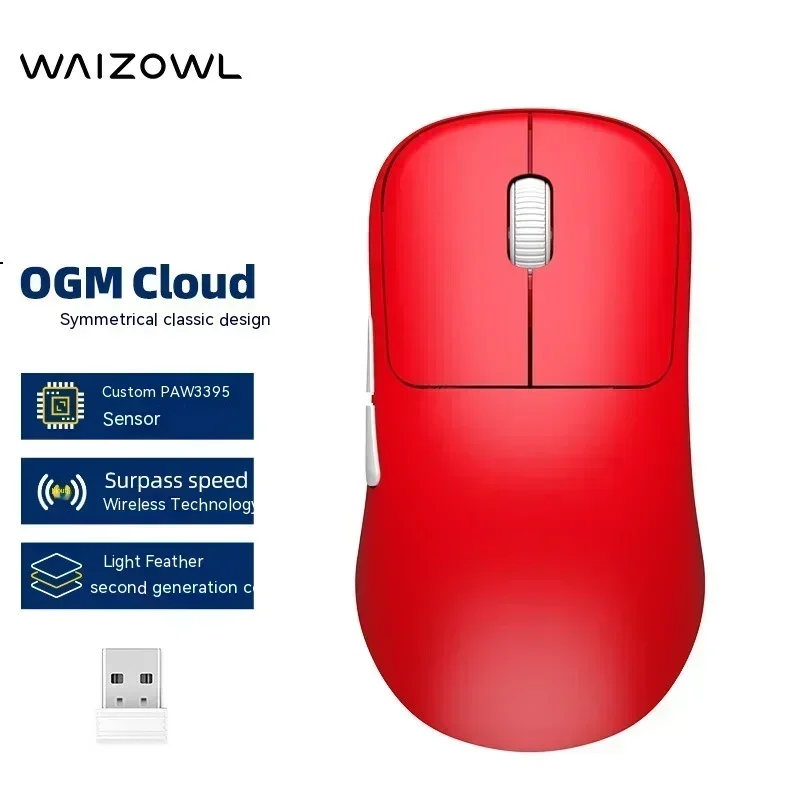 Waizowl Ogm Cloud E-Sport Mosue Tri-Modus Bluetooth Wireless Paw3395 leichte Maus Ergonomie Zubehör für Computer PC Geschenk