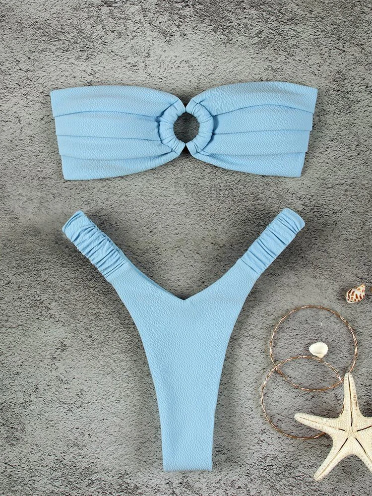 패션 솔리드 컬러 비키니 세트 패션 비치 매운 소녀 섹시한 패딩 비치 애호가를위한 두 조각 수영복