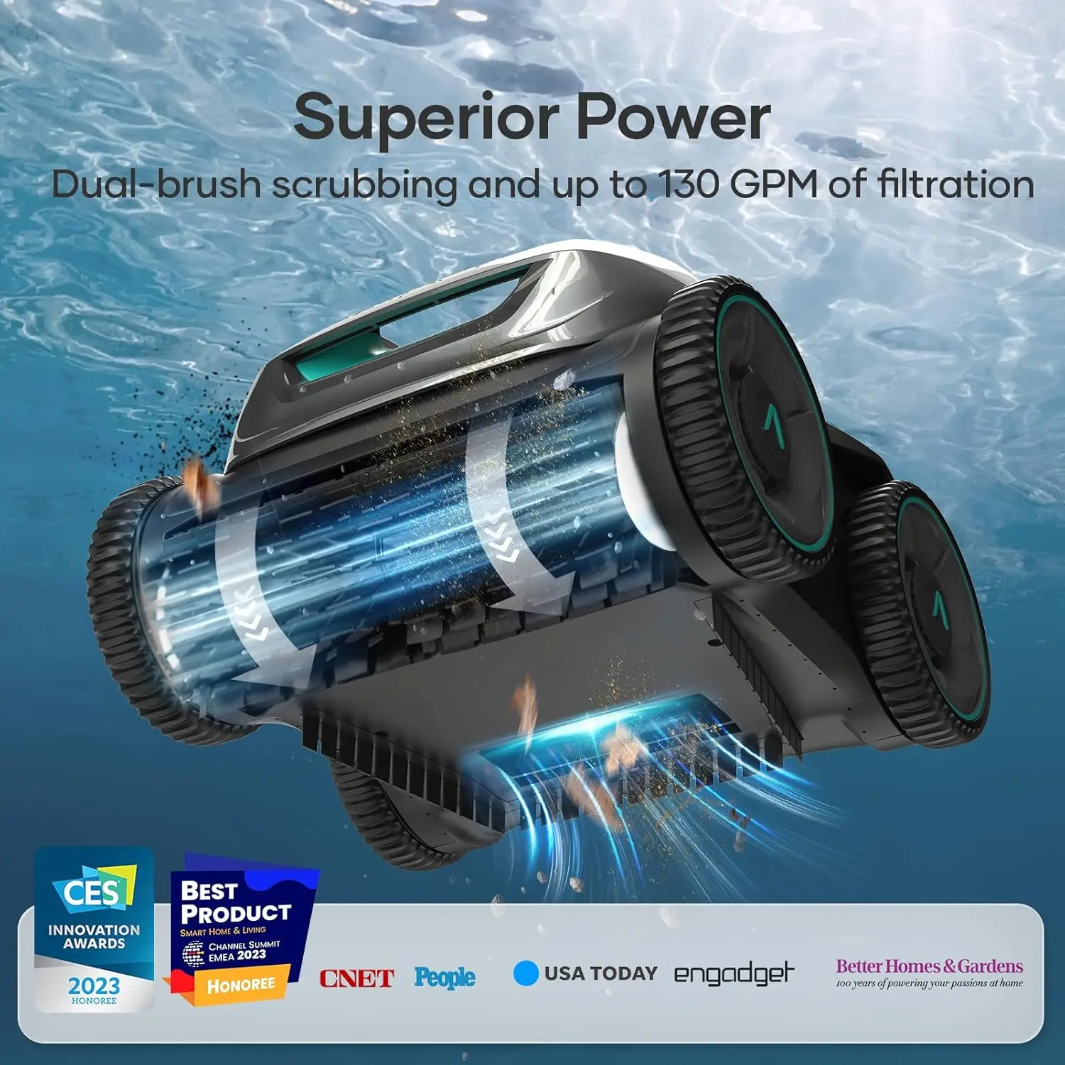 Nettoyeur de piscine robotique sans fil, aspirateur de piscine pour piscines enterrées, aspirateur de piscine à navigation intelligente