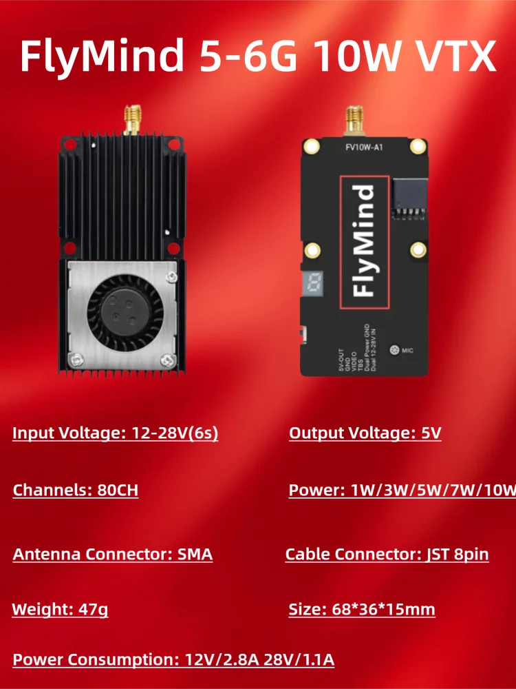 5.8GHz 10W High Power 80CH VTX Video Transmitter with Cooling Fan Heat ...