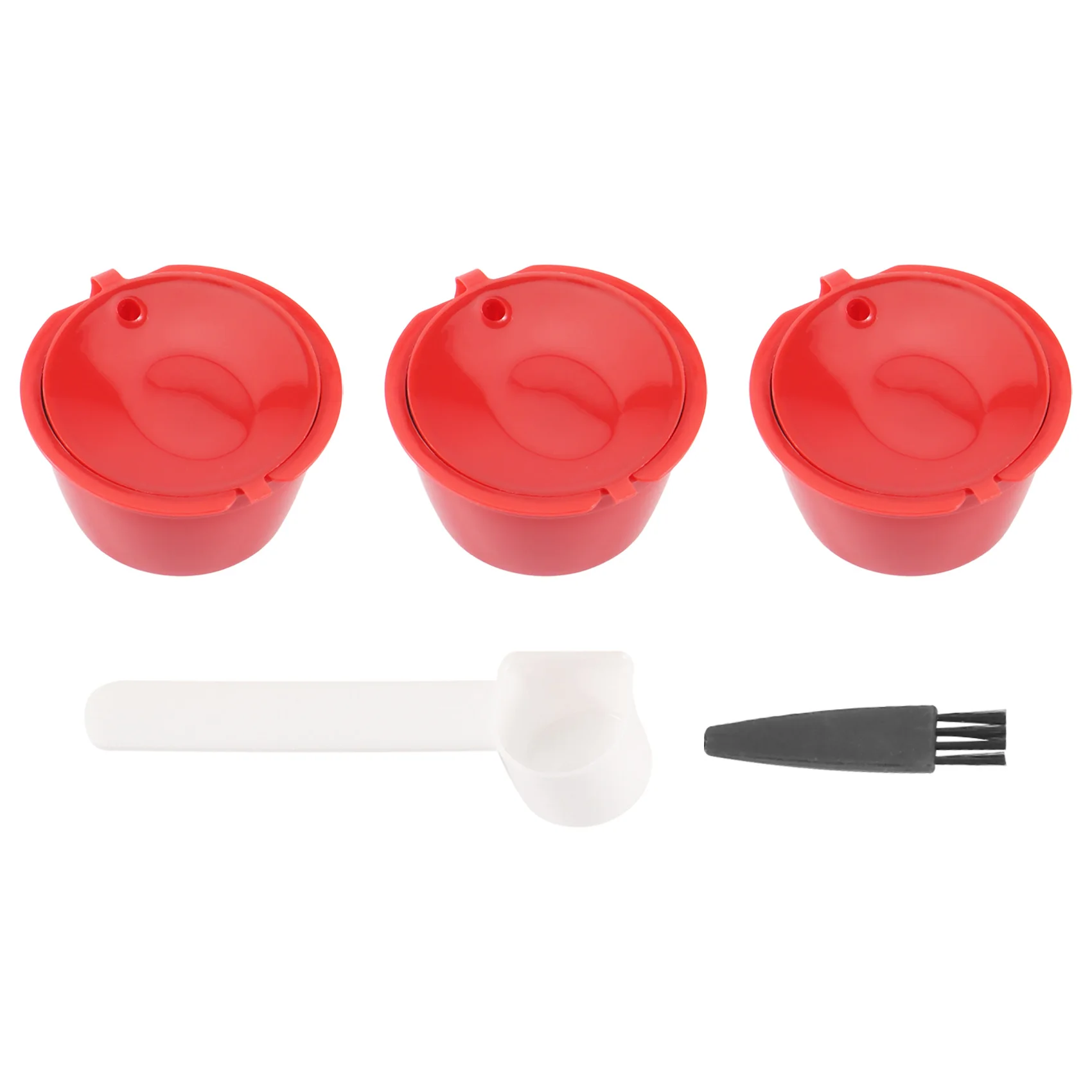 1Set Refillable Coffee Capsules Pods Reusable Coffee Filter Plastic with Spoon Brush High Quality