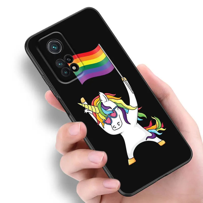 Pink Unicorn Rainbow Black Silicone Phone Case For Xiaomi Mi 9 SE 8 10 10T 11 12 13 Lite 9T 11T 12S 12T 13T 14 Pro 5G NE 11i 12X