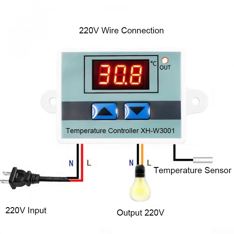 XH-W3001 10A 12V 24V 110V 220V LED Digital Thermostat Temperature Controller Thermoregulator Thermometer Temp Control Regulator