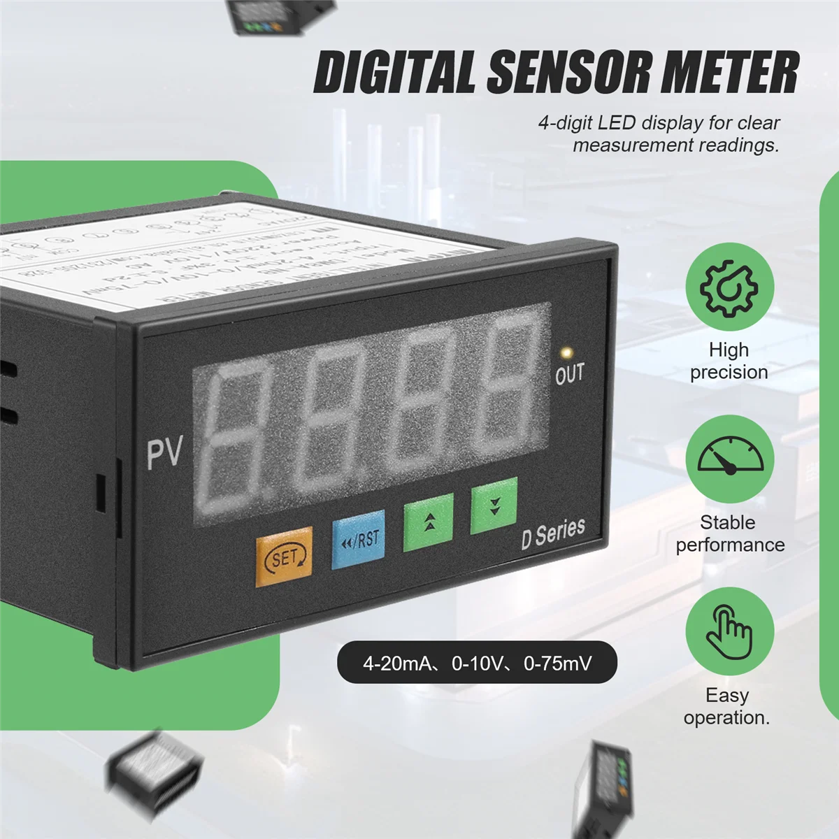 mypin Digital Sensor Meter Multi-Functional Intelligent Led Display 0-75Mv/4-20Ma/0-10V Input