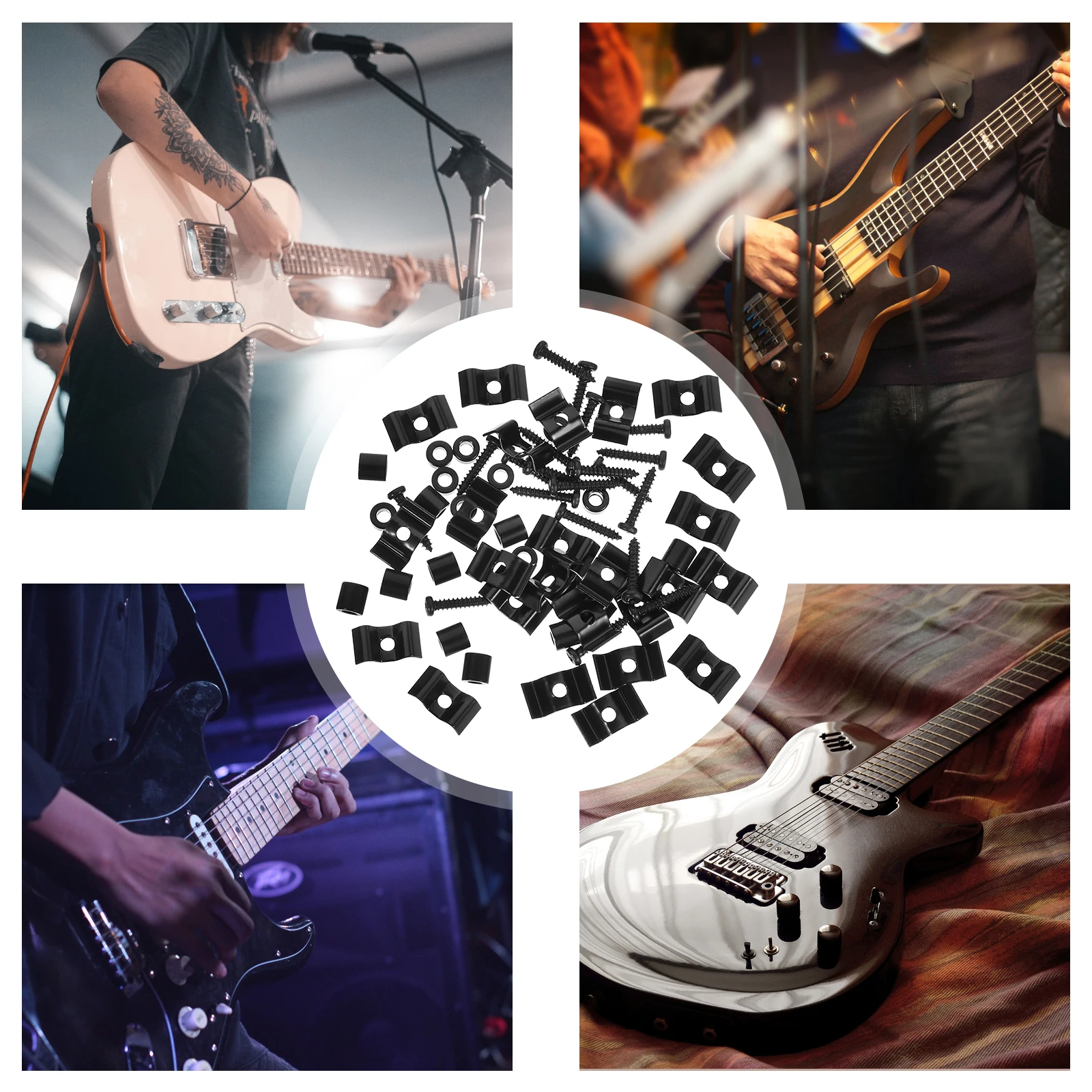 

10 set Electric Metal Headstock String Retainer Durable Strings Tension Retainer Stable Guitar Press String Buckle Guitar