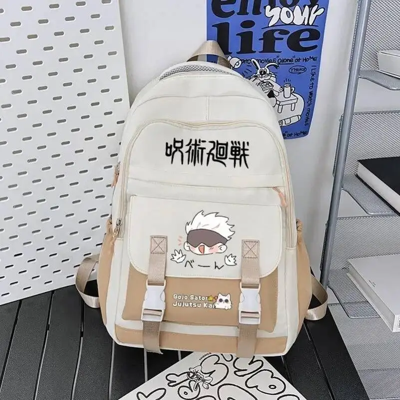 

Anime Game Breathable Mesh Black White Pink Blue Jujutsu Kaisen Student Teens School Bags Backpacks
