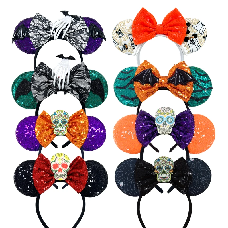 Halloween Ghost Bat Skeleton Headband for Girls Kids Women Cosplay Skull Heads Bowe Mickey Mouse Ears Headbands Hair Accessorie