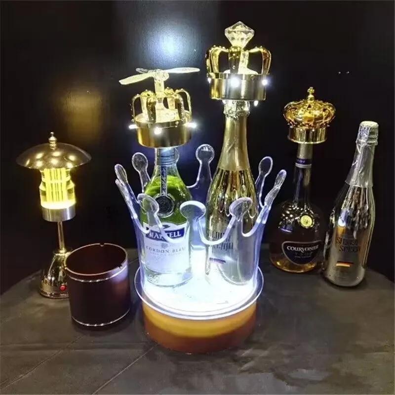 Crown Design Champagne Ice Bucket LED Beer Holder Bar Cooler Container Acrylic Wine Rack For Nightclub KTV Party Decoration