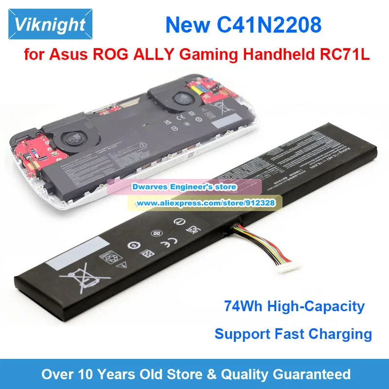 

New 74Wh 80Wh Upgraded C41N2208 Battery 15.48V for Asus ROG ALLY Gaming Handheld RC71L High-Capacity Replacement Battery