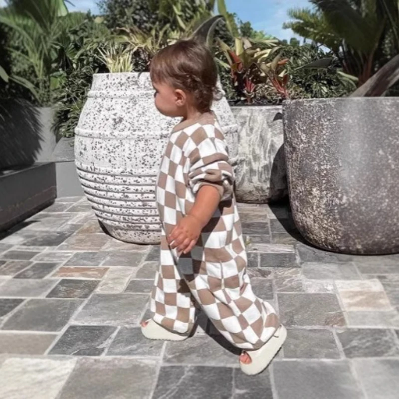 

Шерстяной обруч для детей Four Seasons с рисунком шахматной доски, хлопковая дышащая мягкая верхняя одежда с длинными рукавами на гусеничном ходу