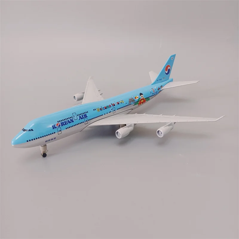 20cm Alloy Metal KOREAN AIR Boeing 747 B747 Airlines Welcome TO KOREA Airplane Model Airbus A380 Plane Model Aircraft w Wheels