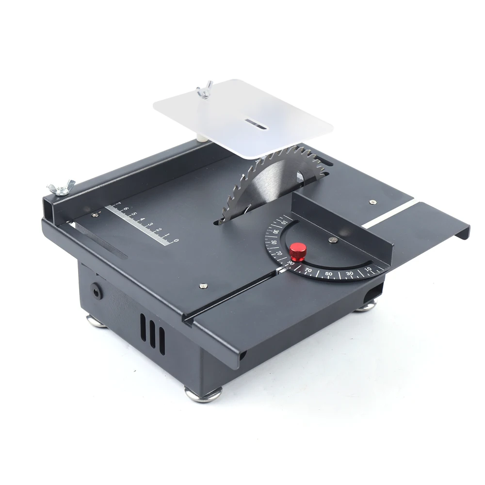 

Sturdy Table Saw with 100W Copper Motor, 7-Speed Blade Regulation, 3400RPM Cutting Speed, Multi-Function for Engraving,