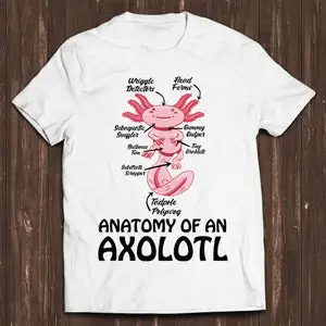 Anatomia di un Axolotl Kawaii pesce messicano oceano stile giocatore culto meme film musica regalo fantastico maglietta C965