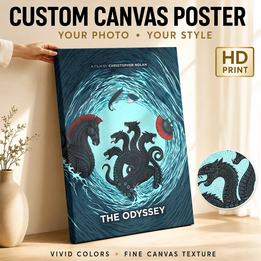 The Odyssey Movie  Concept Framed Canvas Print Poster Personalized Photo Vintage Movie Wall Art for Home Theater Bedroom Decor