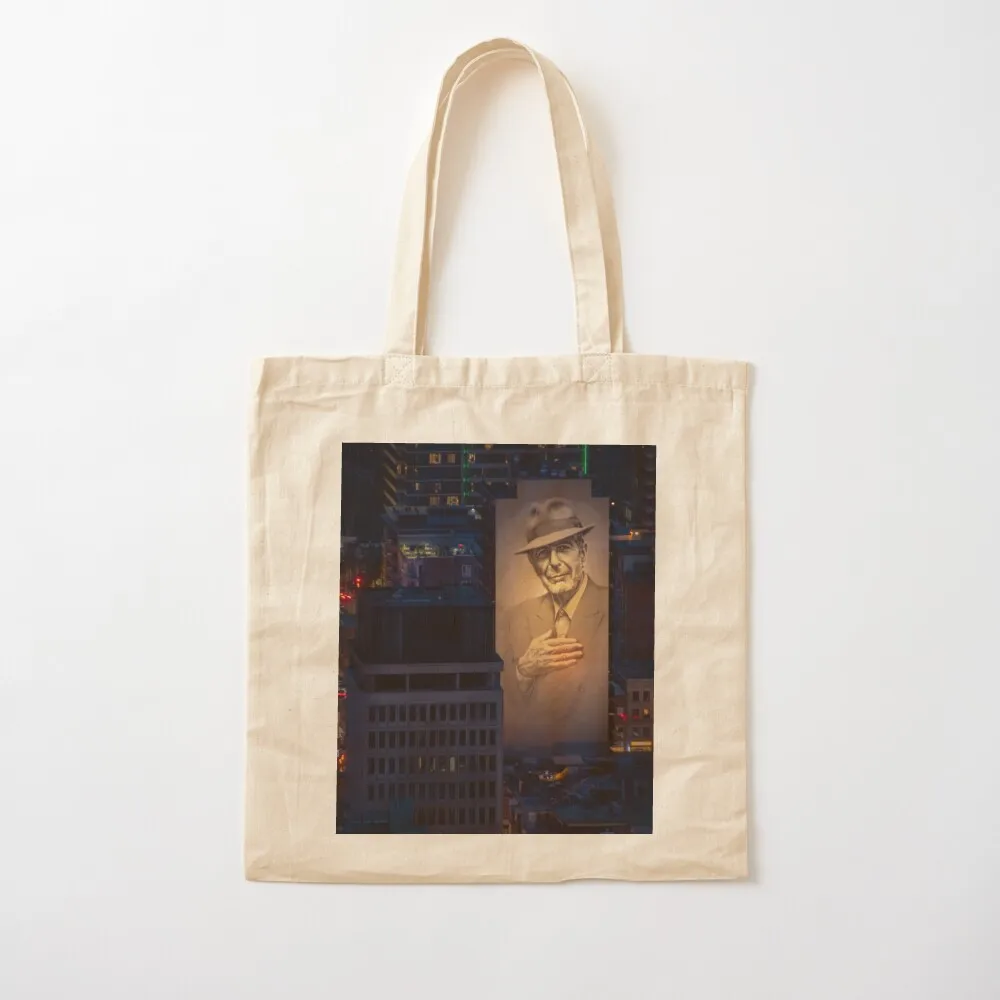 

Montreal Night Leonard Cohen Mural Illuminated Tote Bag custom canvas bag supermarket folding bag Big Canvas Tote