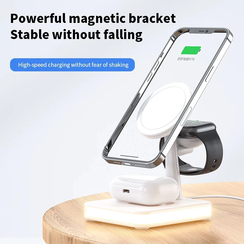 25W 3 in 1 Magnetic Wireless Charger Stand For iPhone 12 13 14 15 Pro Max Airpods Apple Watch 8 7 6 5 Fast Charging Dock Station