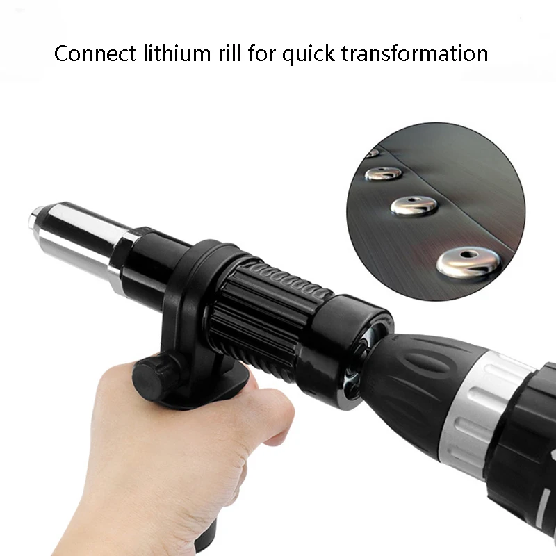 Professional Rivet Gun Adapter, Quick and Easy To Pull Rivet Drill Adapter, 2.4/3.2/4.0/4.8mm, Cordless Rivet Gun