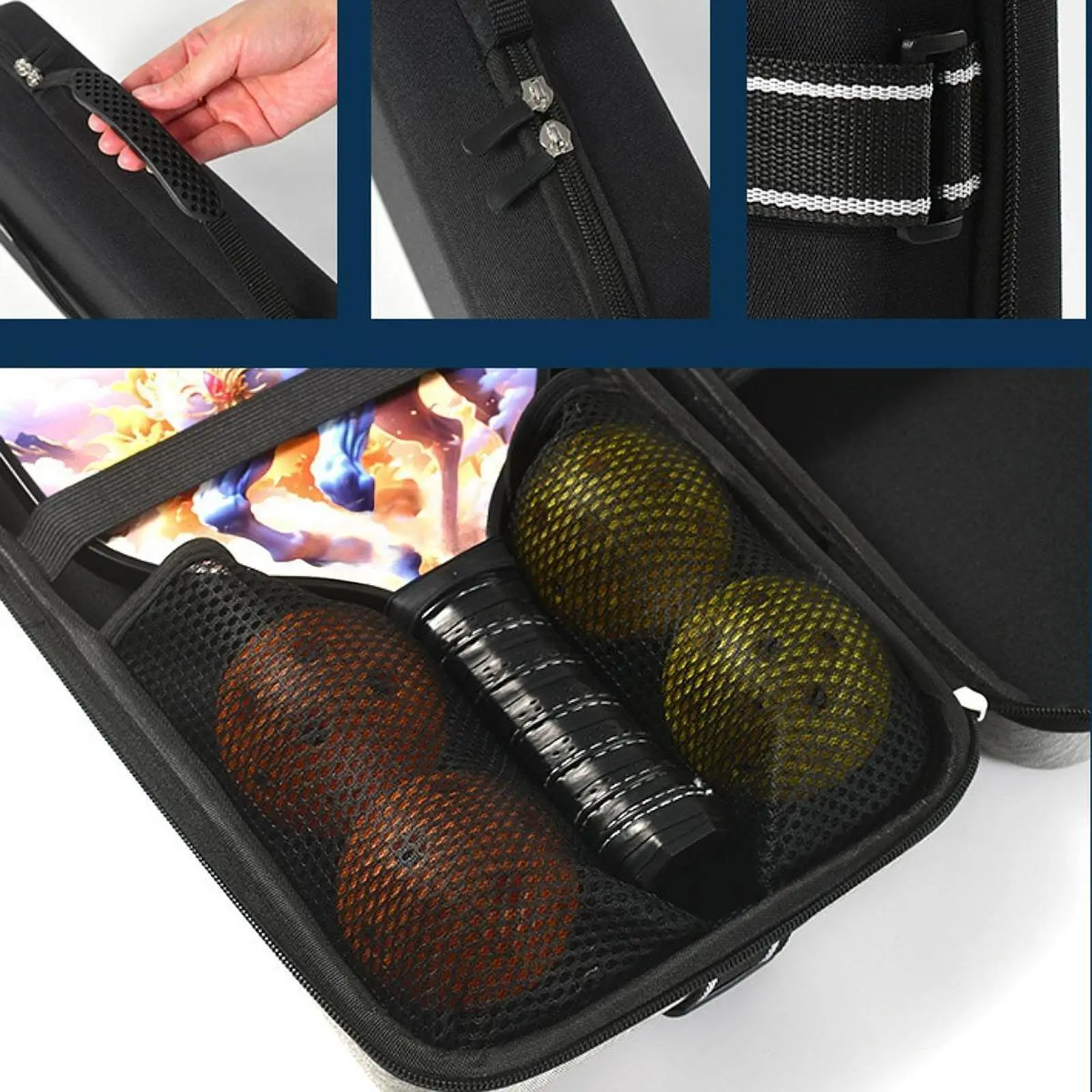 

Вместительный чехол-органайзер для ракеток для пиклбола из ЭВА с защитой на молнии для любителей активного спорта