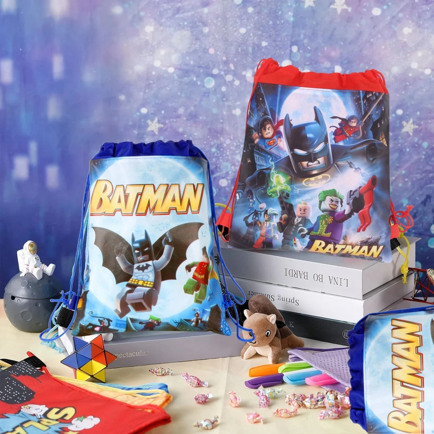 Bat Man Cadeau Tassen Verjaardag Decor Bat Man Trekkoord Tas Handvat Zak Papieren Snoepzak Baby Shower Jongen Feestartikelen Gunst Cadeau