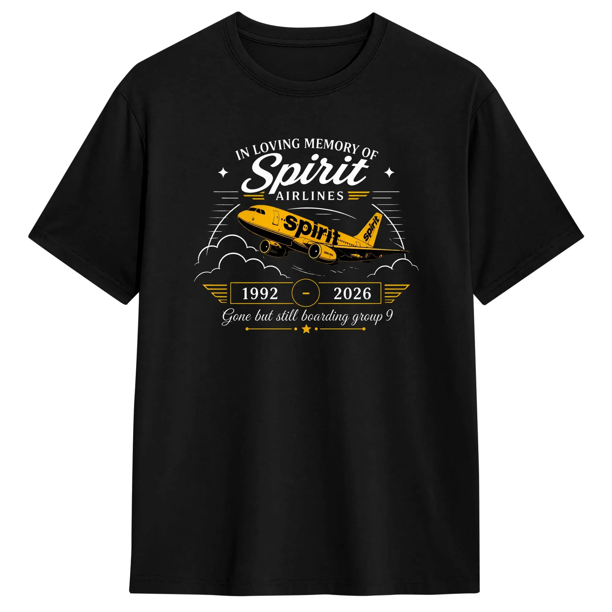 Forever Spirit Airlines 1983 to 2026 Men's T Shirt  Hipster Tee Shirt Short Sleeve Crew Neck T-Shirts Cotton Printed Clothes