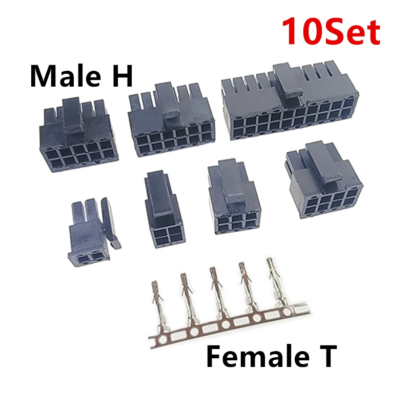 10Set Molex 3.0mm Plug-in Male Female Housing Terminals Connector   2*1/2/3/4/5/6/7/8/9/10/11/12P MX3.0mm Double Row Connector