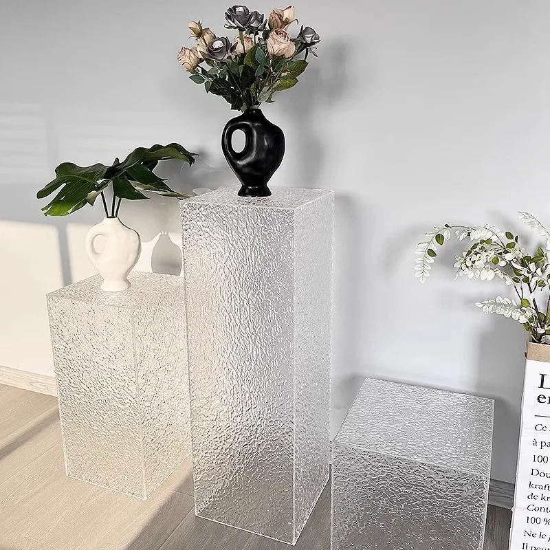 Light luxury clothing store display rack, potted plant rack, transparent island, bag window display, table table, living room