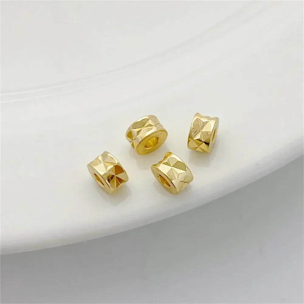 14k ouro corte-face lote flor contas redondas, contas soltas, corda diy artesanal, pulseira, colar, acessórios de material de jóias