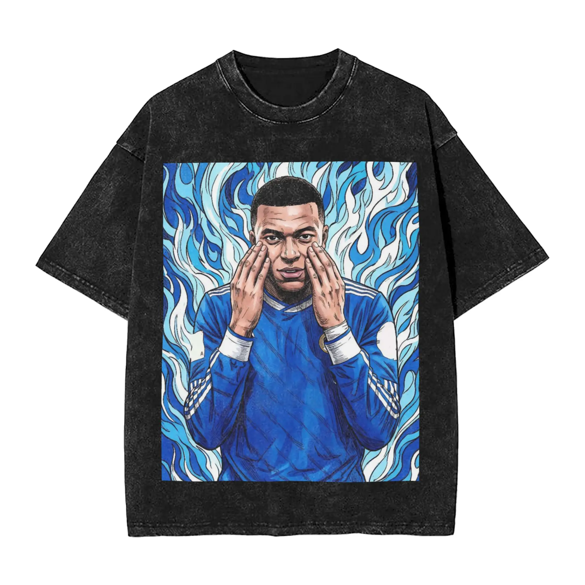 Mbappes Washed T Shirts Streetwear Hip Hop Fashion T-Shirt Soccer Football Tees Tops for Men Women Cotton Harajuku Summer