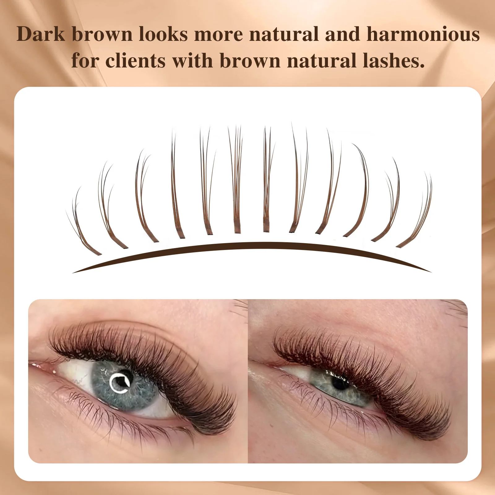 NAGARAKU Dunkelbraune geschichtete Kamelien-Wimpernverlängerungen, vorgefertigte Fächer, Wispy Volume, Fluffy LB LC LD M Volume Wimpernverlängerung – Detail 3